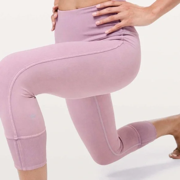 Lululemon Wunder Under Crop 23" Ribbed Leggings (Washed Antoinette Color) - Picture 4 of 12